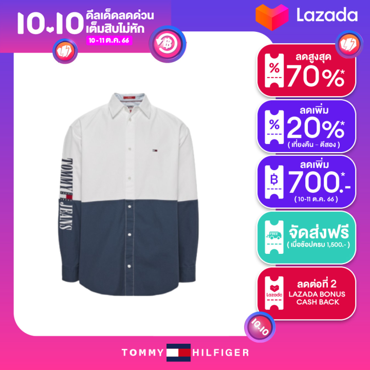 tommy-hilfiger-เสื้อเชิ้ตผู้ชาย-รุ่น-dm0dm15137-ybr-หลากสี