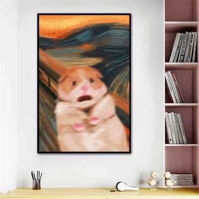 Famous Canvas Paintings Munch Skrik Funny Cat Animal Posters Prints Wall Art Pictures for Living Room Wall Decoration Cuadros