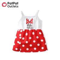 【Ladies shop】 PatPatNewborn Baby GirlClothes Letter Printand Polka Dots Splicing Spaghetti Strap BeachDress