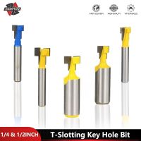 Keyhole Router Bits 14 &amp; 12นิ้ว Shank Wood Router Bit T-Slotting Key Hole Bit Milling Cutter สำหรับงานไม้เครื่องมือ