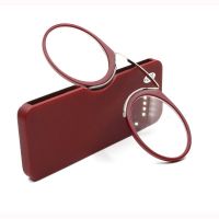 Men Women Nose Clip Reading Glasses With Case Mini Portable Tr90 Small Thin Presbyopic Eyeglasses Slim Round Wine