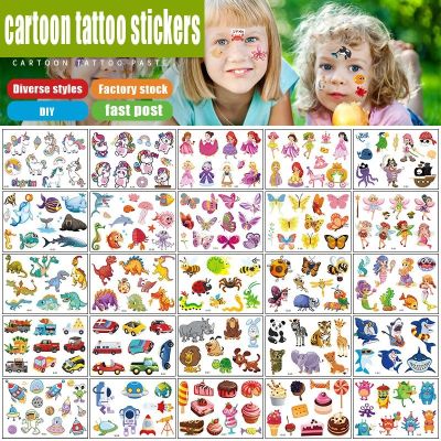 【YF】 12 Pack Fake Tattoo Stickers Cartoon Temporary Tattoos Kids Arms Body Art Collection Mermaid Unicorn Animals