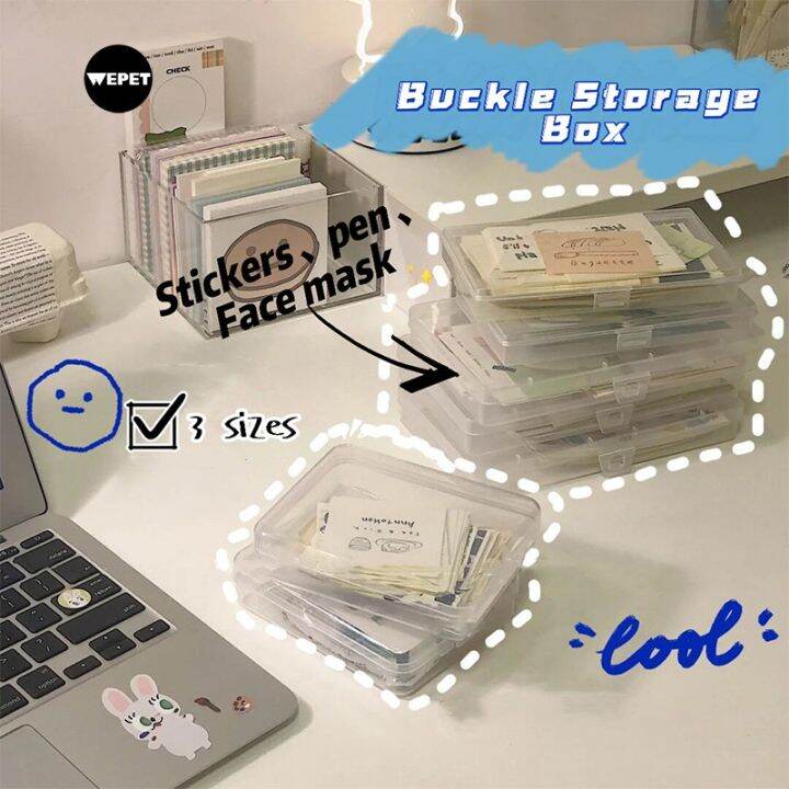 we-transparent-buckle-storage-box-portable-box-sticker-card-sorting-stationery-box