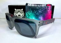 แว่นกันแดด MonsterX กรอบสีดำขุ่น โลโก้แดงเลนส์สีดำเทา  X2