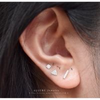 ต่างหูเงินแท้ 925 [ minimal set ] ประดับเพชร CZdiamondJewelry