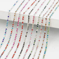 2-3มิลลิเมตร100เซนติเมตร/ถุง Multicolor โซ่ Rhinestone ฐานเงินเย็บบนกาวบนสำหรับ DIY โทรศัพท์เสื้อผ้ากระเป๋าเครื่องประดับตกแต่ง