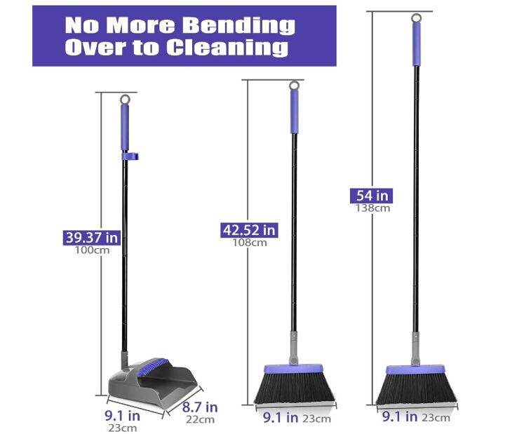 ไม้กวาด-zubulun-พร้อมที่ตักขยะชุดคำสั่งผสมสำหรับบ้าน54นิ้วด้ามยาว180องศาแปรงหมุนได้ทั้งในร่มและกลางแจ้งห้องครัวล็อบบี้หอพัก