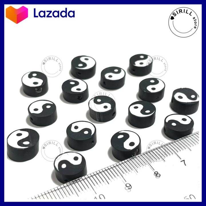 ลูกปัดหยินหยาง-yin-yang-polymer-beads-ลูกปัดดินโพลิเมอร์-ลูกปัดขาวดำ