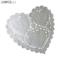 100Pcs/Set 4 Inch 10cm Heart Shape Paper Doily White Doilies Hollow Out Lace Coasters Placemat Tableware Decorations