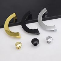 №✜☄ Modern Zinc Alloy Black Gold Cupboard Closet Cabinet Door Pull Handle Half Circle Semicircle Half Door Hardware Supplies