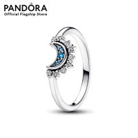 Pandora Celestial moon sterling silver ring with night blue crystal and clear cubic zirconia เครื่องประดับ แหวน แหวนเงิน แหวนแพนดอร่า แพนดอร่า