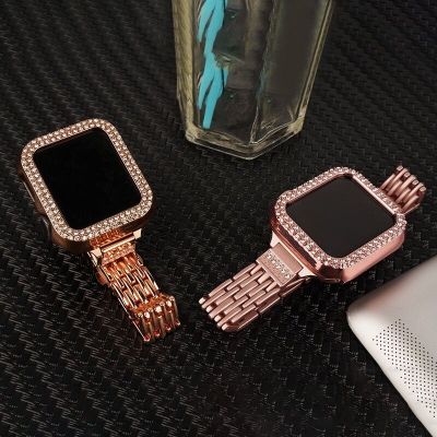 ✟∋ Luxury Bling Diamond Wrist Band Strap Bracelet Bumper Case For Apple Watch Series 7 6 5 4 SE iWatch 40mm 41mm 44mm 45mm