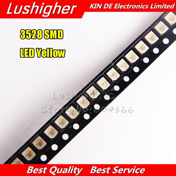 100pcs Yellow 3528 1210 SMD LED Diodes Light WATTY Electronics