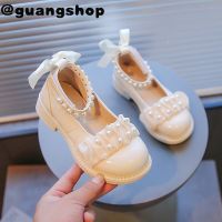 guangshop ชีฟองนัวเนียสาวหนังรองเท้าแบนหวานกุทัณฑ์ลื่นส่องแสงมุกเด็กเจ้าหญิงรองเท้า3-16ปีนุ่มแต่เพียงผู้เดียว T22N08CC-105