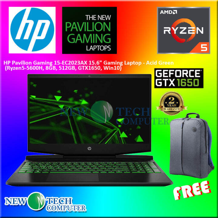 LAPTOP GAMING HP Pavilion Gaming 15-EC2023AX Acid Green (Ryzen5-5600H ...