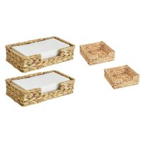 2PCS Bathroom Disposable Guest Towel Holder Long Seagrass Woven Rattan Wicker Table Hand Guest Towel Basket Tray