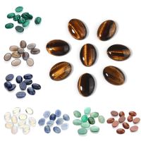 ✿☾ 5/10Pcs/Pack Cabochon Natural Stone Oval Agate Lapis Tiger Eye Loose Beads Flat Back Cameo Cabochon Spacers For Jewelri Making