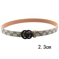 Women Ladies Smooth Buckle Belt Flower Leather Casual Belt