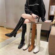 Bốt đùi nữ lót nỉ WOMEN STORY Giày boots cao cổ da PU mềm bong boot khóa