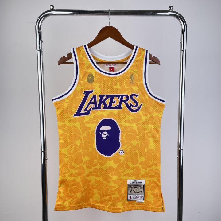 Hot pressing Authentic Jersey Mens Los Angeles Lakers #93 BAPE X