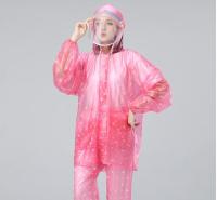 Fashion Transparent Double Brim Raincoat Rain Pants Suit Plastic Poncho Men and Women Outdoor Electric Car Split Anti-wear