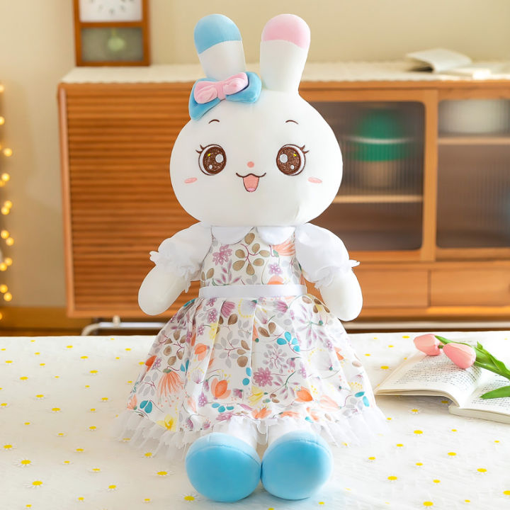 cod-ตุ๊กตากระต่ายตุ๊กตากระโปรงผ้าตาข่ายตุ๊กตาตุ๊กตากระต่ายยิ้มสีสันสดใสใหม่ตุ๊กตาผ้าขนกระต่าย