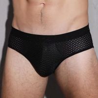 Sexy Mens Underwear Mesh Briefs Breathable Male Panties Bamboo Carbon Fiber Anti-Bacterial Comfortable Seamless Brief Pants