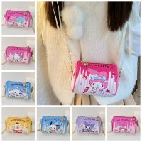 DFHSH Cinnamoroll กระเป๋าสะพายหนัง Kuromi Crossbody กระเป๋าโทรศัพท์การ์ตูนแมวน่ารักกระเป๋าเอกสารเมโลดี้กระเป๋าสะพายไหล่เด็กผู้หญิง/ผู้หญิง