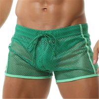 Fishnet Transparent Shors Mens Swimwear Solid Swim Trunks Summer Beach Board Shorts Quick Dry Surfing Swimming ShortsTH