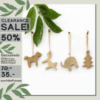 Homequarterbkk Fox Elephant Horse Christmas Ornament ตุ๊กตา โมบาย ไม้ แขวน พวงกุญแจ แขวน ตกแต่ง บ้าน ร้าน เทศ สไตล์ ซักก้า วัสดุ ไม้เนื้อแข็ง  มี 4 แบบให้เลือก ช้าง ม้า หมาป่า ต้นคริสต์มาส