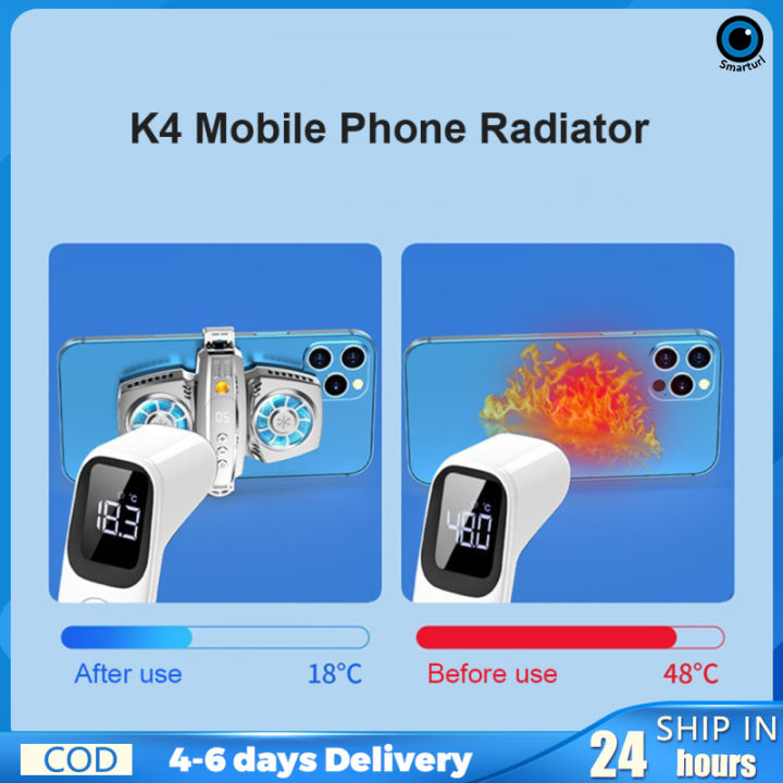 k4โทรศัพท์มือถือคูลเลอร์หม้อน้ำเซมิคอนดักเตอร์พัดลมระบายความร้อนแสดงผลสองอุณหภูมิเย็นใช้ได้กับ-ios-android
