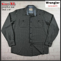 Wrangler®แท้ อกจริง 46 ไซส์ XL เสื้อเชิ้ตผู้ชาย แรงเลอร์ สีดำ เสื้อแขนยาวสวยๆ