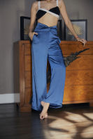 Rally Knotted Satin Pants - กางเกงขายาวดีเทลจับจีบ