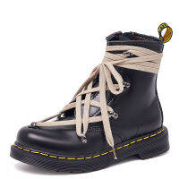 Dotor Martens เสื้อผู้หญิงสูง RO สายไขว้รองเท้าบูท Martin ซิปด้านข้างหนังหัวกลมขนาดรองเท้าบูท Martin บูทมาร์ตินชาย35-46