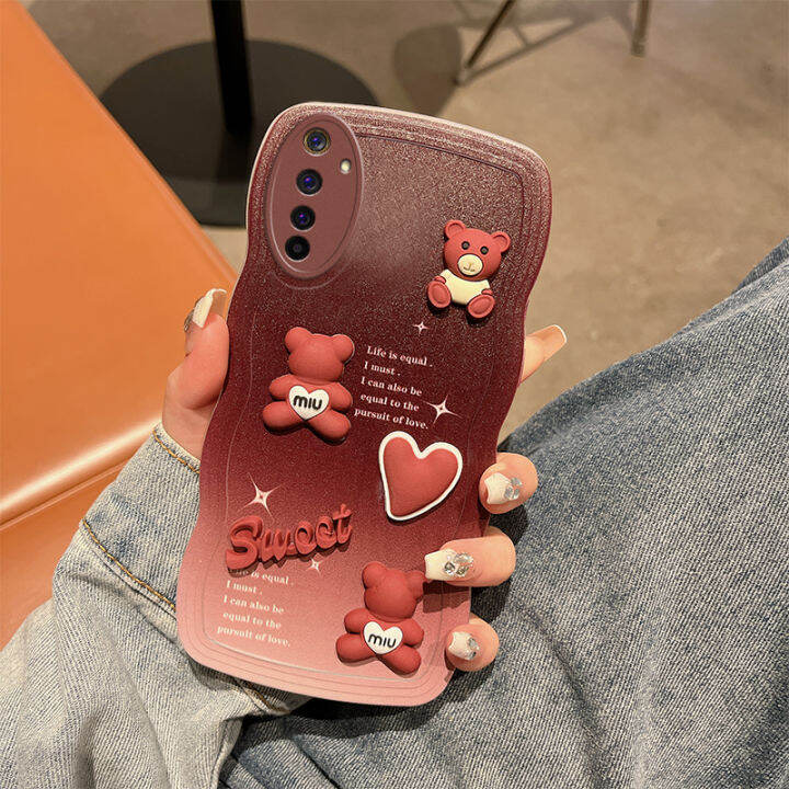 เคสนิ่ม-tpu-3มิติสำหรับ-oppo-realme6เคส-realme-6แฟชั่นเคสโทรศัพท์หัวใจหมี3d-ไล่ระดับสีแบบพรีเมียมเคสป้องกัน