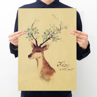 【F041】Nordic Style Deer B Nostalgic Retro Poster Kraft Paper Bar Cafe Decoration