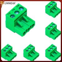 UMMEAX ตัวเชื่อมต่อแบบ3ขา3ขาสำหรับขั้วต่อ PCB ขนาด5.08มม. เทอร์มินัลเชื่อมต่อระยะ3ขั้วอิเล็กทรอนิกส์ PCB สีเขียว6ชิ้น