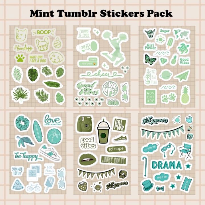 Mint Tumblr Stickers / stiker tumblr biru/ stiker aesthetic/ stiker ...