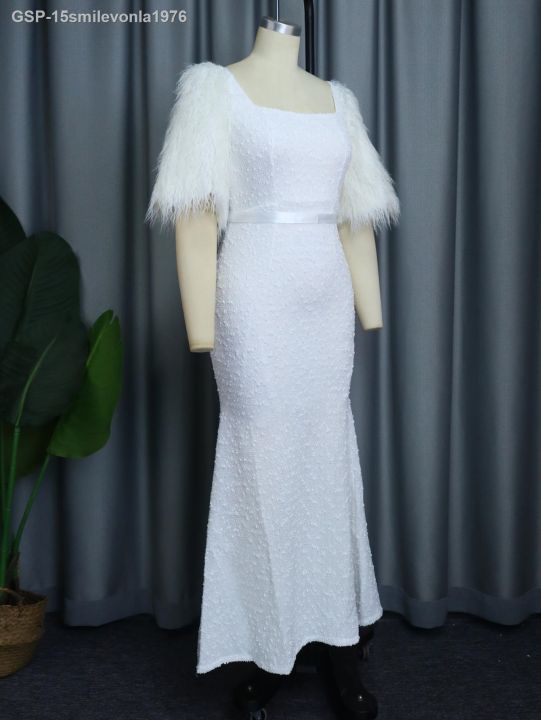ชุด15smilevonla1976สำหรับผู้หญิง-ประกอบด้วยเสื้อพารามัลเฮอร์-cauda-de-peixe-colarinho-quadrado-vestidos-trompete-penas-arantes-elegantes-e-casamento