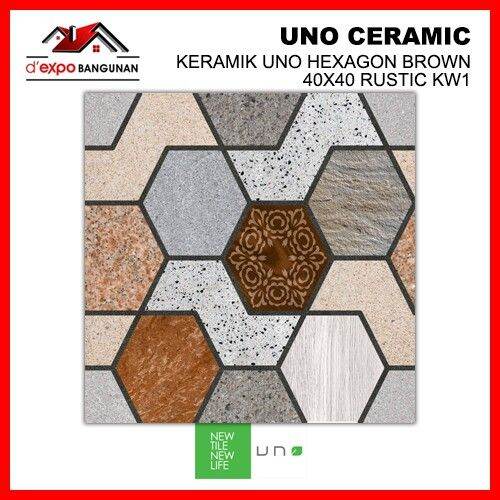 KERAMIK Lan, Dinding Kamar Mandi / Carport KERAMIK UNO HEXAGON BROWN