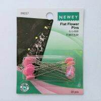 Newey Flat Flower Pins / เข็มหัวแบนรูปดอกไม้ สีชมพู แบรนด์ Newey (แบรนด์ในเครือ Prym Germany) (N99037)