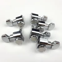 1 Set 6 In-Line No Screw Locking Electric Guitar Machine Heads Tuners Lock St Tuning Pegs Chrome Silver