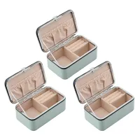 3X Jewelry Organizer Display Travel Jewelry Case Boxes Portable Jewelry Box PU Leather Grids Storage Box