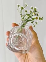 "French vintage relief glass mini vase ins wind transparent hydroponic flower vase table top decoration"