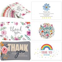 VV4K 30PCS Gift Greeting Labels For Small Business Package Inserts Flower Pattern Handmade With Love Appreciate Cards Thank You For Your Order