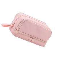 ANGOO 4 Partitions Pencil Bag Pen Case Dual Side Open Easy Handle Storage Pouch for Stationery School Student