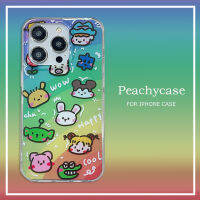 เคสโทรศัพท์ลายสัตว์การ์ตูนหมูกระต่ายน่ารักสีรุ้งเข้าได้กับ iPhone 14 13 12 Pro Max 11 14Promax IMD ฝาหลังเคสทนต่อสิ่งสกปรก