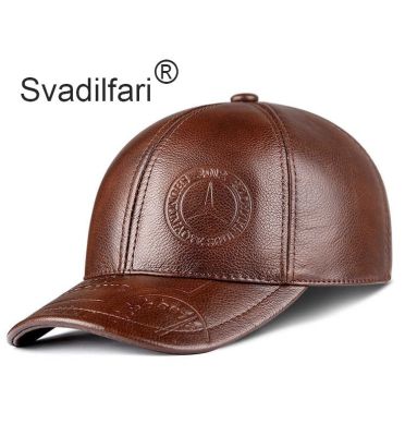 Spring Genuine Leather Men Baseball Cap Hat High Quality Mens Real Leather Adult Solid Adjustable Snapback Earsflap Hats
