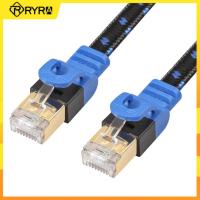 RYRA 0.5/1/2/5/10M CAT7-2สายเคเบิลอีเทอร์เน็ตแบน10G RJ45สายเคเบิลเครือข่ายทองแดงบริสุทธิ์หุ้มฉนวนสองชั้นสำหรับแล็ปท็อปเราเตอร์คอมพิวเตอร์