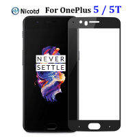 NicoTD Original Full Cover Screen Protector Glass สำหรับ OnePlus 5 A5000 9H ป้องกันหน้าจอแก้วสำหรับ OnePlus 5T A5010 ฟิล์มนิรภัย-SLPPP STORE